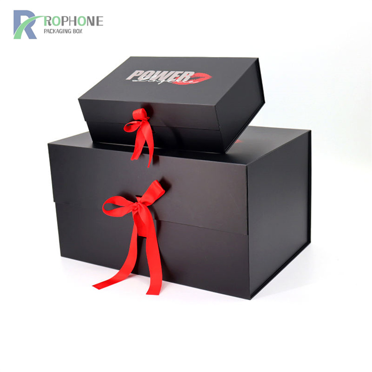 กล่องของขวัญพับได้สีดำ